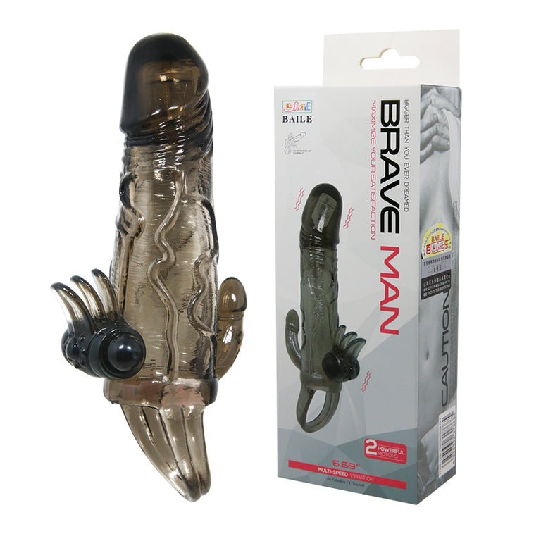 BRAVE MAN COCK SLEEVE WITH HEAD VIBRATION