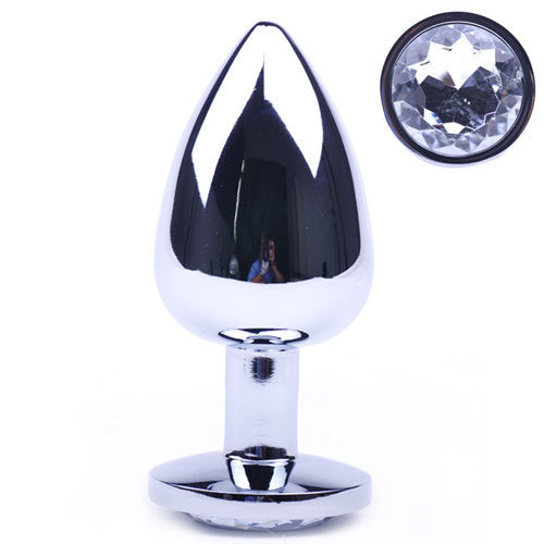 Clear Large Metallic Anal Plug
