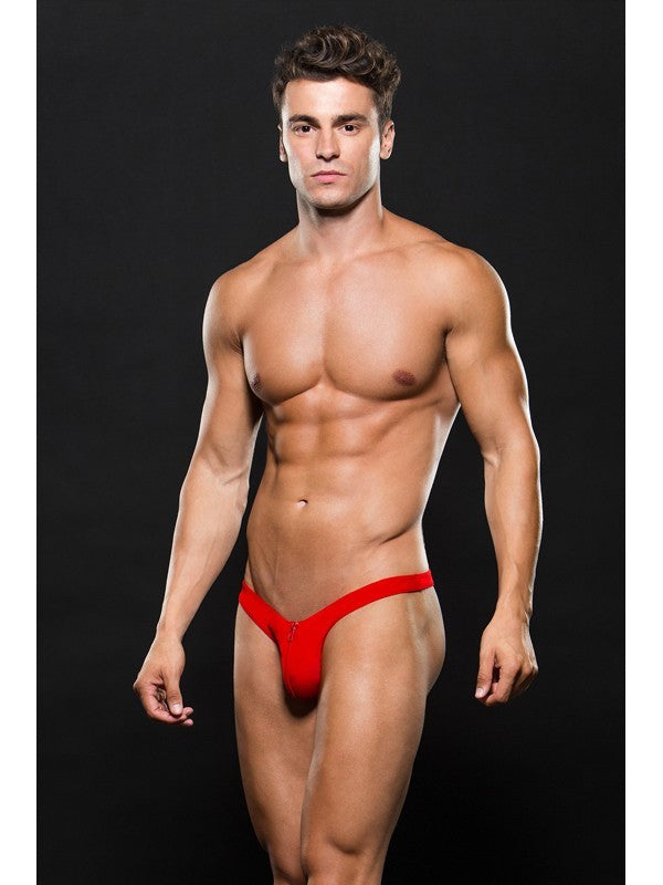 Envy Microfiber LowRise Zip Thong E062 S/M Red