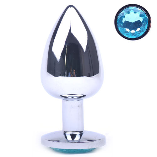 Metallic Anal Plug Diamond Blue - Large