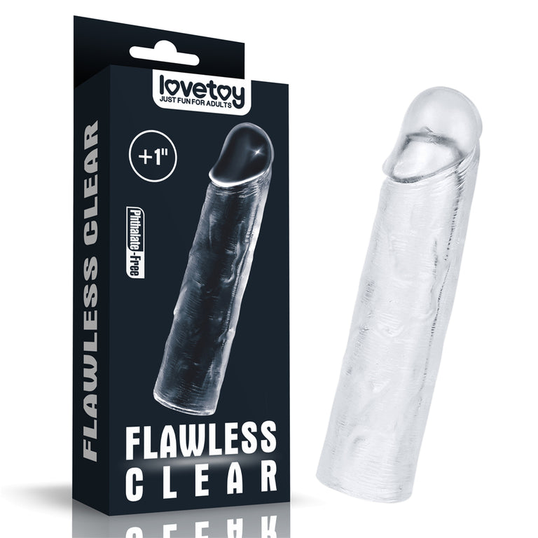 Flawless Clear Penis Sleeve Add 1 Inch