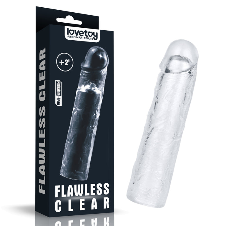 Flawless Clear Penis Sleeve Add 2 Inch