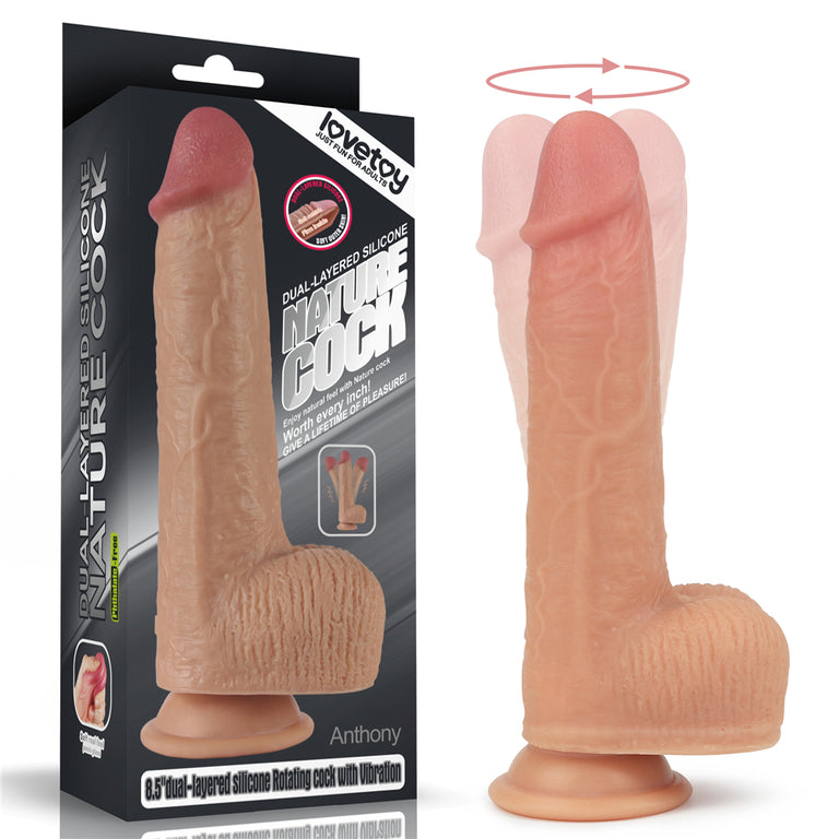 8.5" Dual layered Silicone Rotating Nature Cock