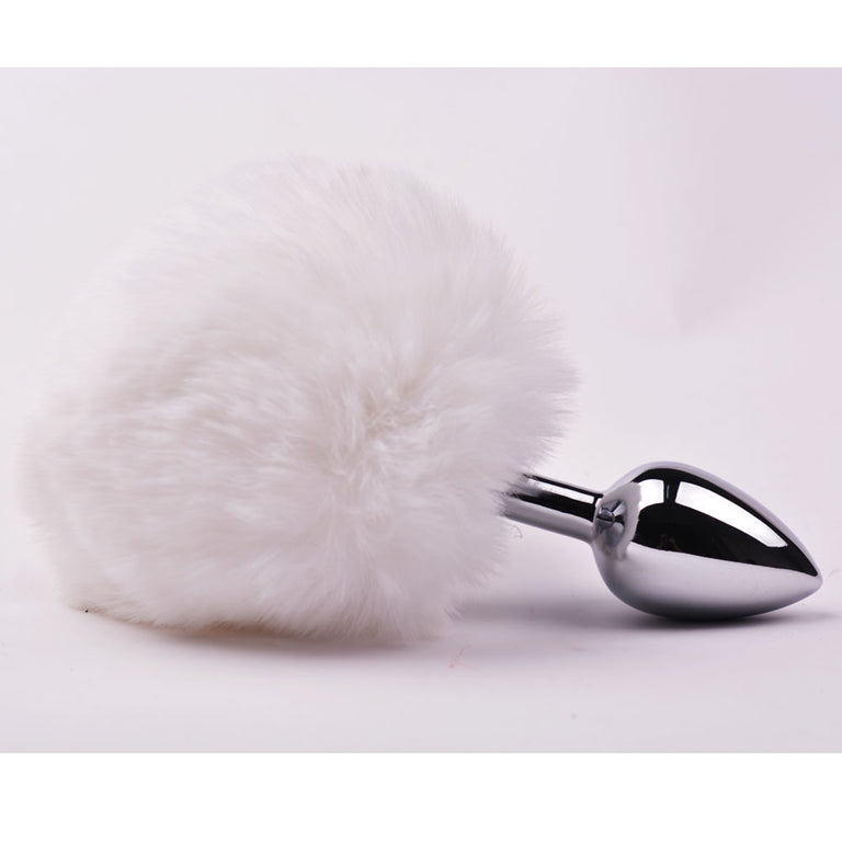 Metallic Anal Plug with Bunny Tail