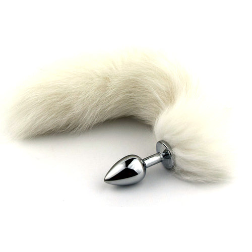 Medium Anal Butt Plug - White Fox Tail