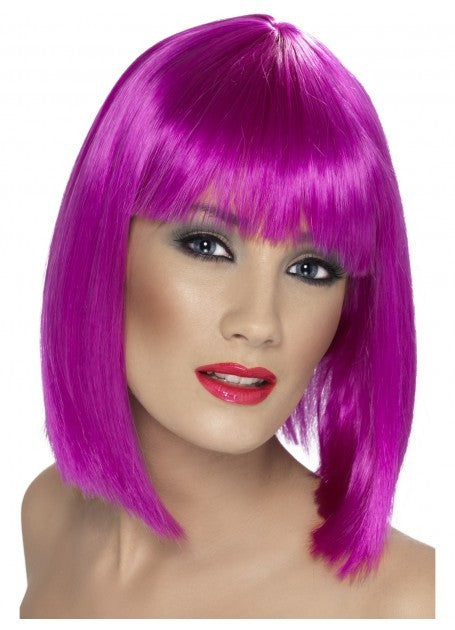 Short Neon Purple Blunt Glam Wig