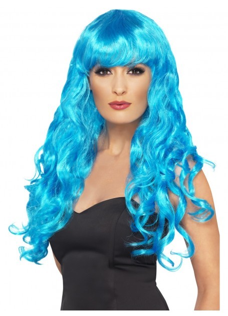 Long Curly Blue Siren Wig