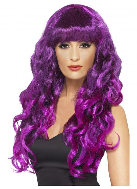 Long Curly Purple and Black Siren Wig