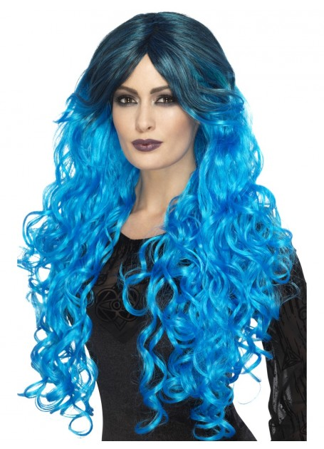 Gothic Glamour Wig, Electric Blue